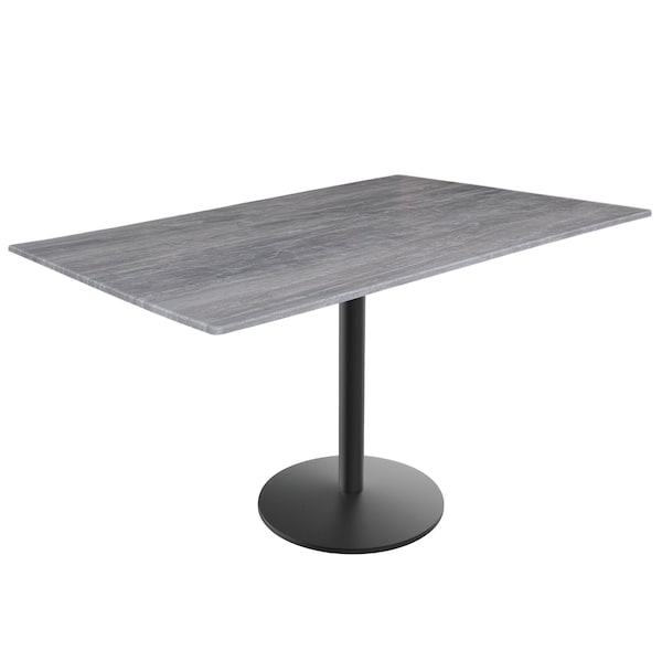 30 Tall OD214 Black Table Base w22 Diameter foot and 32x48 Greystone Top, IndoorOutdoor